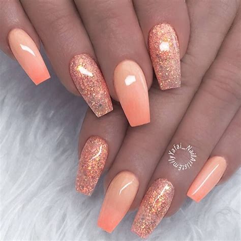 peach and white nail designs|peach and white ombre nails.